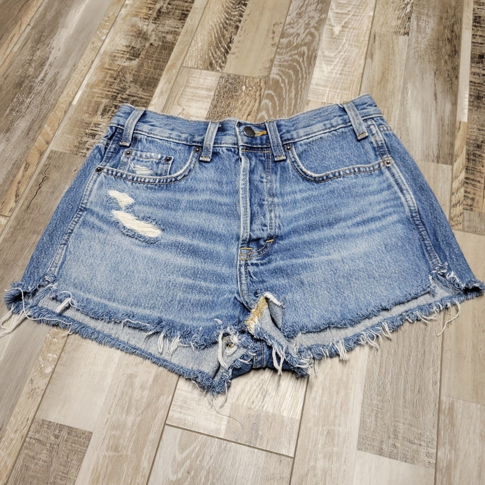 4 Universal Thread High Rise Mini Button Fly Distressed Denim Shorts